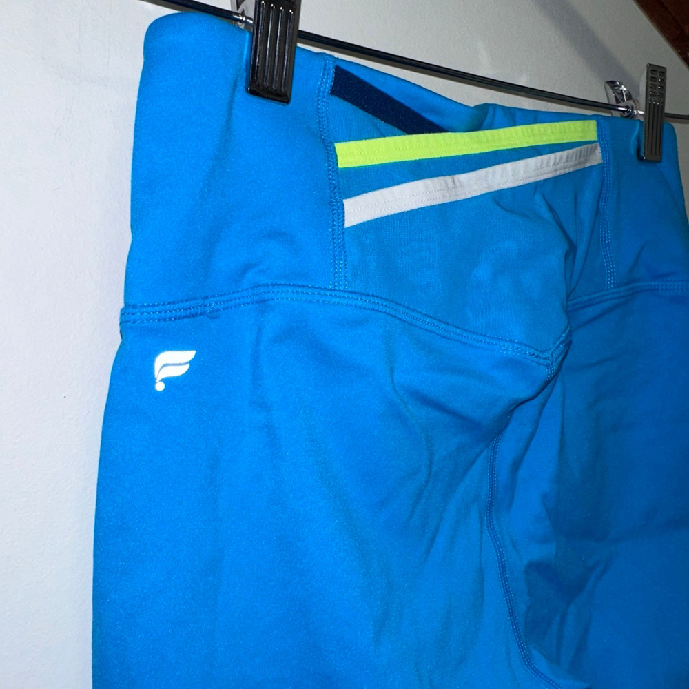 Women's Fabletics Motion365 Blue Yellow Active Leggings S? Measurements in Photo - Picture 2 of 13